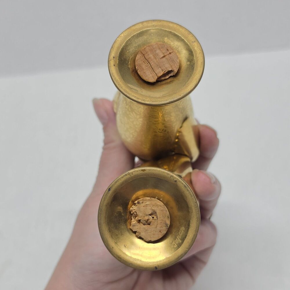 Vintage 50s Stouffer 24 Kt Gold Plated Salt/Pepper Shaker ROSE DAISY w Handles - Picture 8 of 9